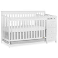 Dream On Me Brody 5-in-1 Convertible Full-Size Baby Crib & 3-Drawer Changer in White, Pinewood, GreenGuard Gold & JPMA, 1” Changer Pad, 3 Mattress Heights, Converts to Toddler & Full Size Bed
