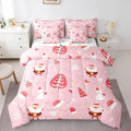 Feelyou Santa Claus Bed in a Bag Cute Rabbit Kawaii Pink Comforter Set with Sheets for Kids Boys Girls Decor Merry Christmas Bed Set Girly Pink Bedding Set Bedroom Collection King Size