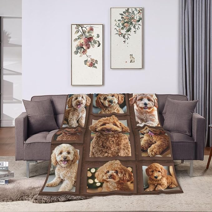 Golden Doodle Blanket Goldendoodle Decor Throw Blanket Super Soft Flannel Lightweight Fluffy Plush Cozy Fuzzy Fleece Gifts Blanket for Dog Lover Women Girls Boys Adults for Bed Sofa 60"X80"