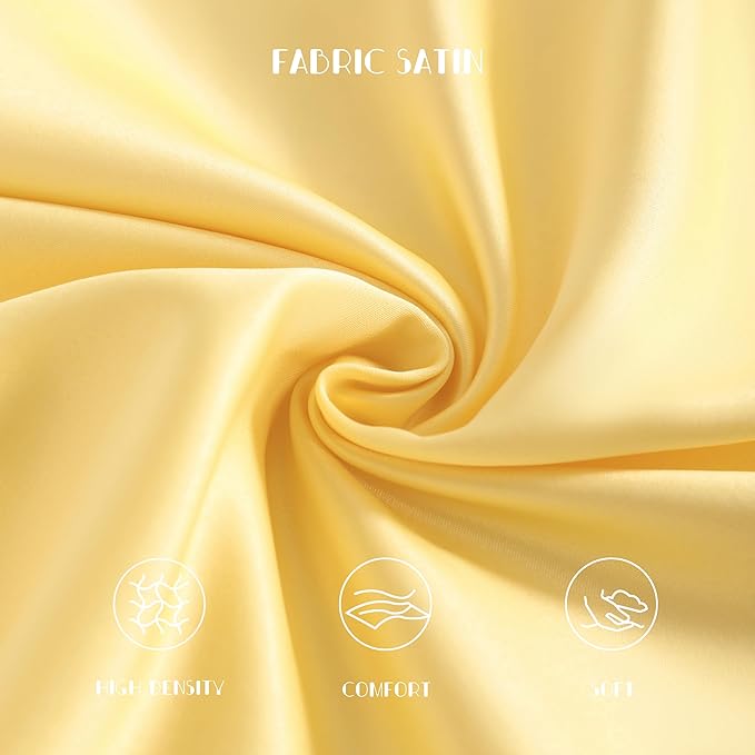 NTBAY Zippered Silk Satin Toddler Pillowcases - 2 Pack Hidden Zipper 13x18 Pillowcases - Luxury and Silky Baby Travel Pillow Covers, Yellow