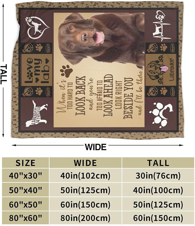 Labrador Retriever Blanket for Girls Boys Chocolate Lab Throw Blankets Soft Cozy Warm Fuzzy Fleece Bedding Flannel Dog Throws Stuffed Animal Gifts for Lovers Kids Men Women Bedroom Decor 50"x40"