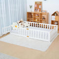 NAIZEA Twin Floor Bed for Kids-Twin Montessori Bed Frame with Wood Slats and Door and Slats, Wood Toddler Floor Beds for Girls and Boys