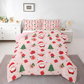 Feelyou Christmas Decor Bedding Set Soft for Boys Girls, Santa Claus Comforter Set Full Size Xmas Duvet Quilt Microfiber Christmas Decor Bedroom Decor 3 Pcs with 2 Pillow Cases