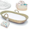 ZEAL'N LIFE Seagrass Baby Changing Basket, Diaper Basket, Baby Towel & Baby Changing Pad and Waterpoof Cover, Premium Handmade Seagrass, Moses Baskets for Newborn (Light Brown)