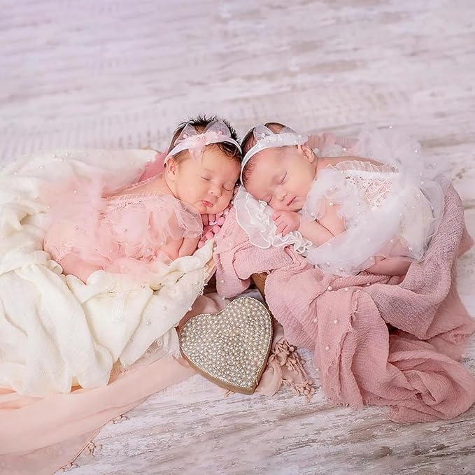 Newborn Lace Romper, 2 PCS Baby Girl Photography Props, Newborn Girl Photography Outfits with Flower Headband for Infants