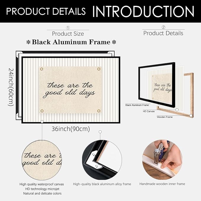 These Are the Good Old Days Wall Art Inspirational Quotes Poster 24x36 inch Black Framed Modern Minimalist Positive Affirmations Canvas Prints for Office Bedroom Wall Decor