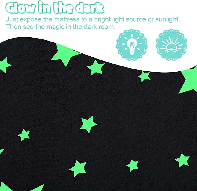 MeMoreCool Foldable Floor Mattress for Kids, Glow Toddler Nap Mat for Sleeping and Daycare, Portable Trifold Futon Mattress Floor Bed, Star