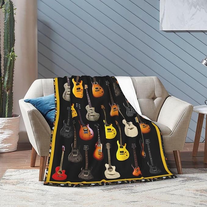Guitar Throw Blanket - Soft, Cozy, Warm Fleece for Women & Men - Guitar Lovers Gift - 50"X40"