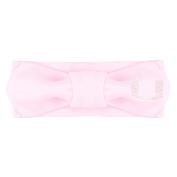 Creative Knitwear Miami Hurricanes Infant Girls Pink Solid Hair Knot Headband Embroidered Logo - Size Newborn - 4T