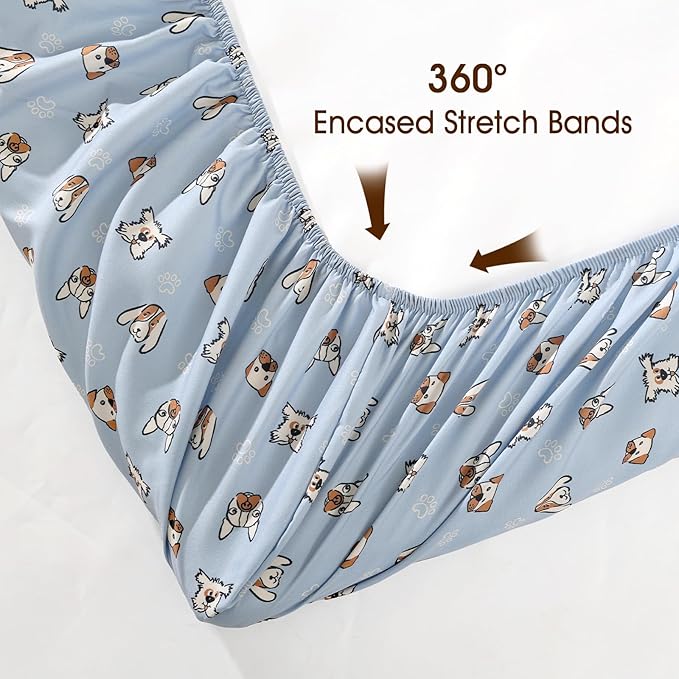 PHF 3 Pack Soft Pet Dogs Crib Sheets Fitted, Comfy Breathable Baby Sheets for Boys Girls, 28x52 Inches Fits Standard Crib and Toddler Mattresses, Pet Dogs
