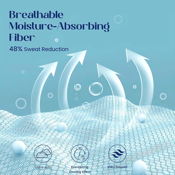 Dream Valley® King Size Sheets Set, Cooling Fitted Sheet with 2 Pillowcase-3 PCS with No Flat Sheet,Q-Max > 0.4 Aerocool, Cooling for Night Sweats, Hot Sleepers,deep Pocket up to 15",Cool Grey