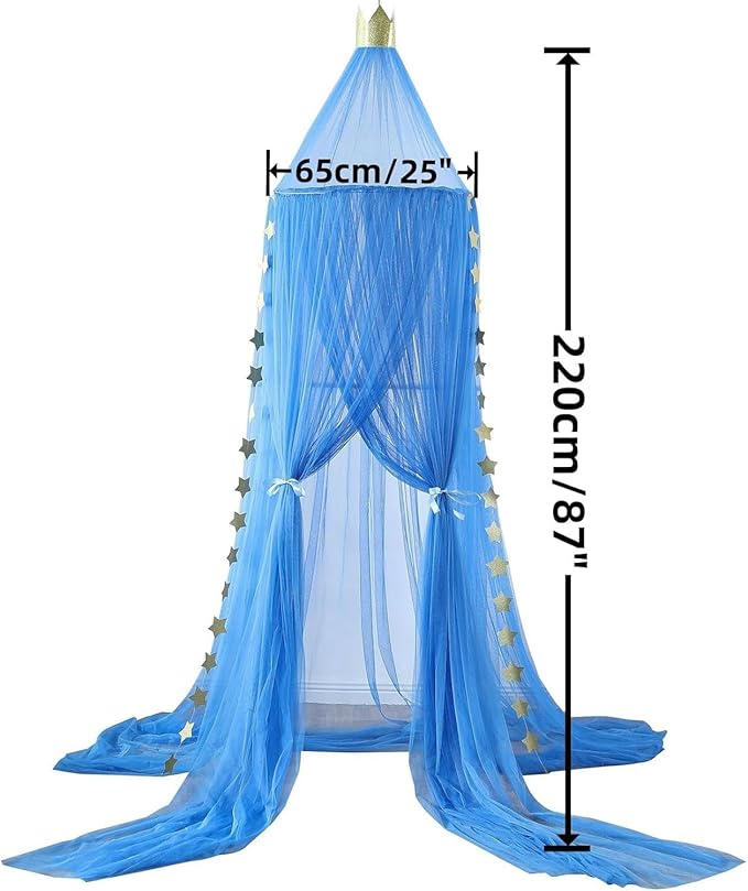 Princess Bed Canopy for Girls and Kids Hanging Mosquito Net for Baby Crib Nook Castle Game Tent Nursery Play Room Decor（Dark Blue）