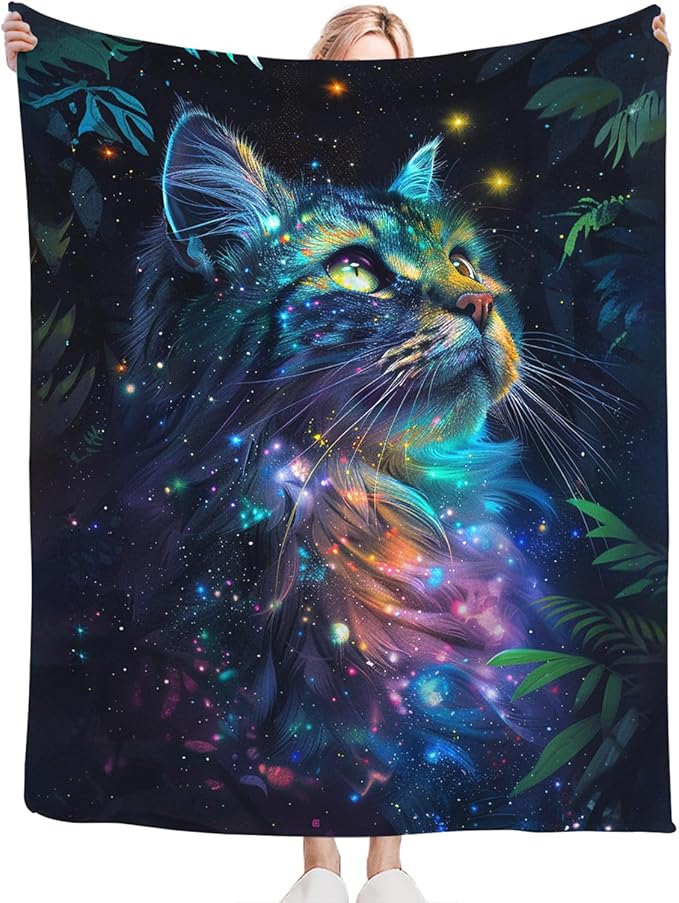 Tijuboni Cat Throw Blanket Cat Gifts for Girls Boys Women Men Kids Adults Soft Flannel Fleece Blanket for Couch Sofa Bed Home Decor 40"x50"