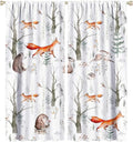 Rustic Forest Window Curtains, Watercolor Woodland Animals Owl Hedgehog Fox Butterfly Forest Squirrel and Bear Blackout Windows Door Curtain for Bedroom Living Room Home Decor 52x84in