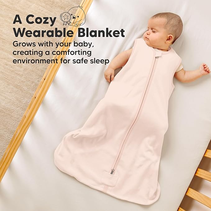 2-Pack Baby Sleep Sacks,Zipper Wearable Blanket - 0.5TOG Organic Cotton, Lightweight,Soft Cozy Toddler Sleeping Sack 12-24 months, Easy to Wear Large Newborn Transition Swaddles Sleepsacks (Mist Rose)