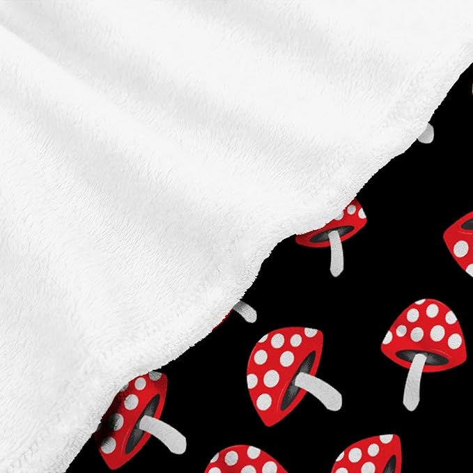 Thuswarm Cute Red Mushroom Flannel Blanket for Autumn Winter Gifts Warm Cozy Soft Funny Print Throw for Bed Couch Sofa 40”×30” XSmall for Pets
