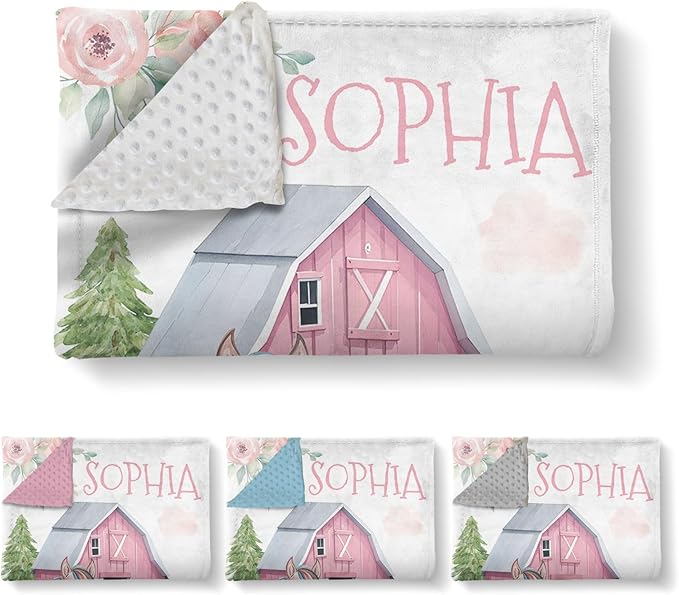 Custom Name Crib Bedding Set, 3 Pcs Personalized Baby Crib Bedding Set, Soft Farm Animals Nursery Crib Sets for Boys Girls, Double Layer Toddler Bedding Set Customized Gifts for Newborn Kids