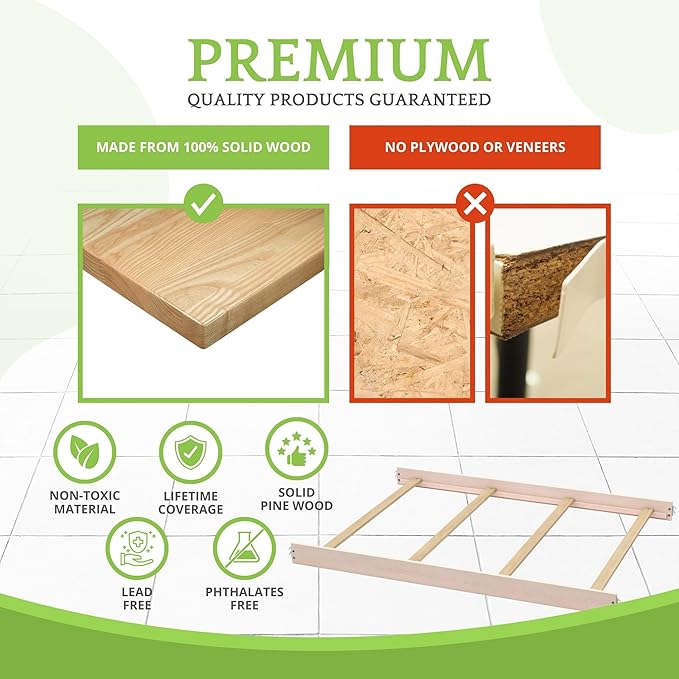 Full-Size Conversion Kit Bed Rails for Evolur Cribs - Solid Wood Crib Convertible Kit to Kids Bed - Transitional Style Rails & Easy-to-Install Child Essentials for Safety (Pink Satin)
