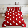 Feelyou Red Christmas Trees Bedding Set for Kids Boys Girls Toddler Size Xmas Comforter Set Ultra Soft Winter Comforter Holiday Decor Duvet Quilt Bedroom Decor Christmas Ornaments Quilt