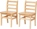 Wooden Ladderback Chairs, 16", Kids Furniture, Natural, 2-Pack