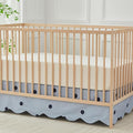 Brandream Scallop Edge Cotton Crib Skirt, Baby Boy Girl Gender Neutral Crib Skirt Toddler Bedskirt Farmhouse Chic Nursery Crib Bed Skirt, Boho Bohemian Solid Mist Blue Polka Dots