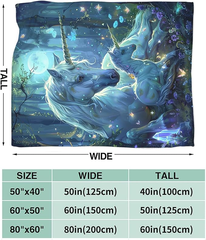 Tijuboni Unicorn Throw Blanket Unicorn Gifts for Girls Women Boys Men Kids Adults Soft Flannel Fleece Blanket for Couch Sofa Bed Home Decor 60"x80"