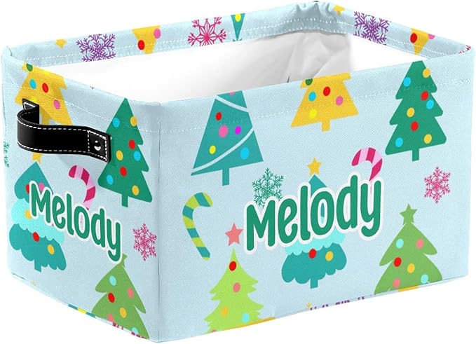 Deven Christmas Tree Personalized Large Storage Baskets for Organizing Shelves with Handle,Closet Decorative Storage Bins for Bathroom,Nursery,Home