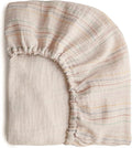 mushie Extra Soft Muslin Fitted Crib Sheet | 192 Thread Count | 28"x 52" (Retro Stripes)