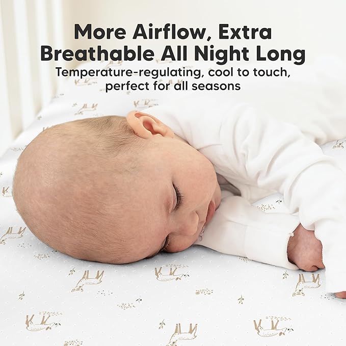 KeaBabies 2-Pack Fitted Crib Sheets for Boys, Girls, Baby - Soft Bamboo Viscose Cotton, 52x28 Standard Crib Mattress Sheets, Toddler Bed Mattress Cover, Gender Neutral, Breathable,Durable (Wild Fawn)