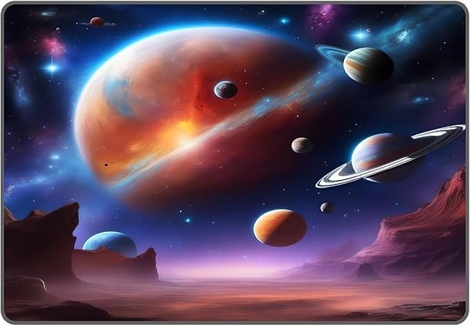 Galaxy Rug for Kids Room Rugs Alien Desert Carpet Planet Printed Throw Rugs for Boys Children Bedroom Living Room,39 in x 79 in