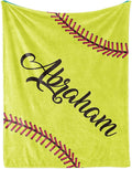 Personalized Softball Kids Blanket with Naumber and Name - Custom Sport Bed Blankets Gift for 0-3 Months Baby Essential and Warm 50x60inch