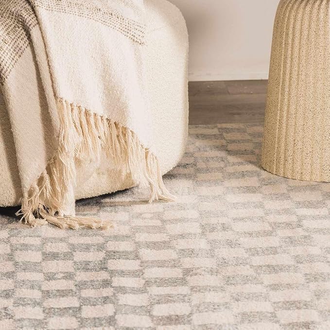 Hauteloom Benjy Living Room, Bedroom Area Rug - Contemporary - Cream, Silver Blue - 2'7" x 4'