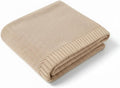 Baby Knit Blanket Soft Cotton Lightweight Newborn Blanket for Crib Stroller Toddler Nursery Shower Gift Cozy Breathable Travel Swaddle Wrap Beige 30 x 30 Inches