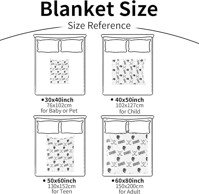 Custom Hockey Baby Name Blanket: Personalized Baby Essentials for Boys and Girls - Birthday Gift for Hockeys Lovers - Soft Fluffy Warm Skin Blankets 60x80inch