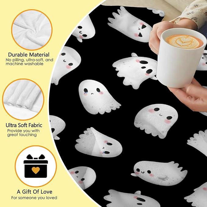 Halloween Ghost Blanket - Cute Decor for Couch, Sofa, Bed, Living Rooms - Gift for Girls Boys - 40"x50" Kids/Throw Size