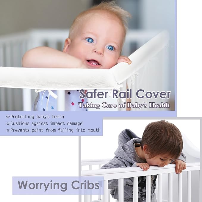 Mesh Sets Toddlers' Bed Rail Bumpers Protecter - Children's Bed Guardrail Padding - Anti-Collision |- Easy InstallEnhanced Safety Mostly Fit (3pc-White)