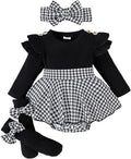 Giraropa Baby Girl Fall Winter Clothes Long Sleeve Romper Dress + Socks + Headband Newborn Infant Cute Casual Outfits