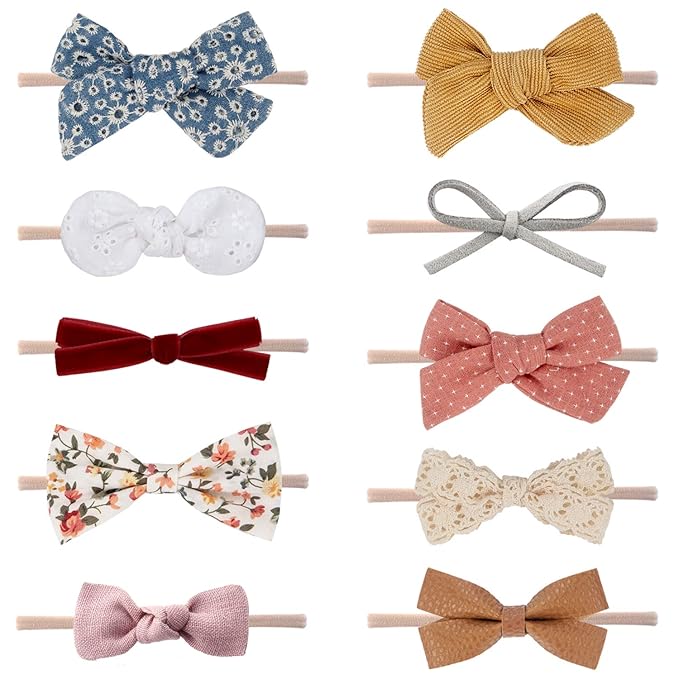 Baby Girl Headbands and Bows, Newborn Infant Toddler Nylon Hairbands Hair Accessories