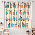 Kids Alphabet Curtains Funny Trains Letter Education School Cute Cartoon Animal Printed Curtain with Rod Pocket for Bedroom Living Room Drapes Window Treatments 2 Panels Set 63" W X 63" L