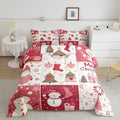 Christmas Tree Comforter Set Twin Size,Merry Christmas Bedding Set for Kids Boys Girls Room Decor,Snowman Christmas Tree Snowflake Quilt Set 2Pcs,Cartoon Plaid Patchwork Duvet Insert,1 Pillowcase