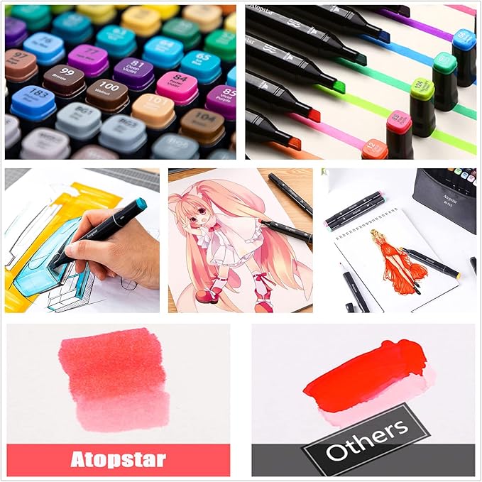 168 Colors Alcohol Markers Artist Drawing Dual Tip Marker Pen for Adult Coloring Painting Supplies Perfect for Kids Boys Girls Students Adult(168 Black Shell)