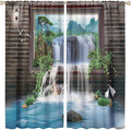 Waterfall Blackout Window Curtains, Tropical Rainforest Jungle Plants Forest Wild Nature Landscape Window Drapes, for Living Room Bedroom 42x63in 2 Panels