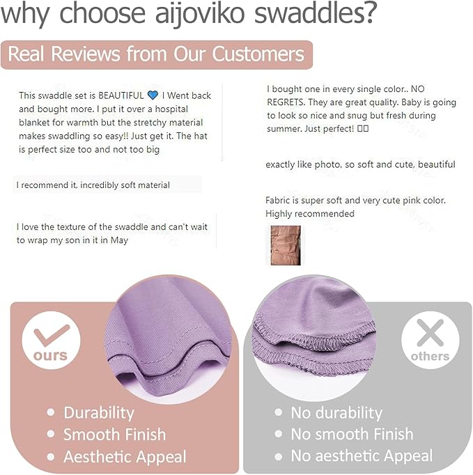 Newborn Swaddle Blanket with Hat Set Baby Swaddle Set Hospital Receiving Blankets for Girls Boys(Mauve)