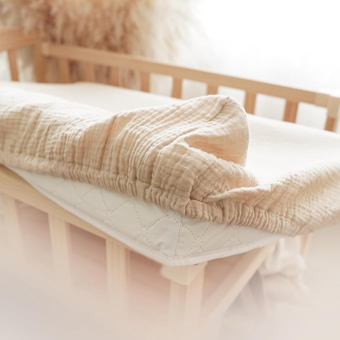 Konssy 2 Pack Muslin Changing Pad Covers for Boys, Ultra Soft & Breathable Cotton Baby Diaper Changing Table Covers, Neutral Nursery Diaper Changing Pad Sheets (Soft Blooms,Taupe)