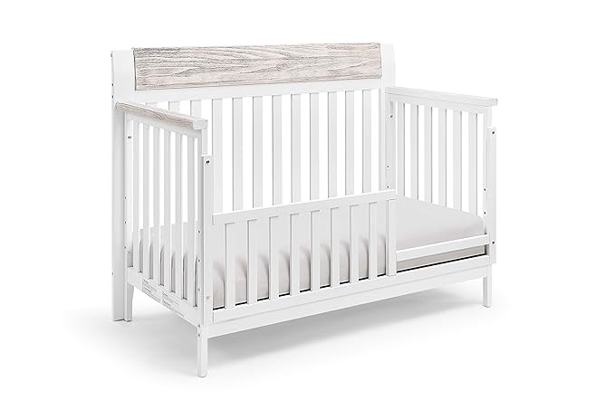 Suite Bebe Hayes 4 in 1 Convertible Baby Crib, White and Wire Brushed Wood