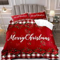 LUVIVIHOME 2PCS Christmas Comforter Set Twin Size, Farmhouse Bedding, Holiday New Year Xmas Floral Checkered Red Buffalo Plaid Bedding, Poinsettia Christmas Decorations, Xmas Gifts, 1 Pillow Case