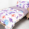 Toddler Bedding Set, Plush Minky Fabric Crib Bedding Set for Girls, Breathable and Soft Baby Crib Bedding Set, Includes Toddler Comforter, Flat Sheet, Fitted Sheet and Pillowcase (Purple Dinosaur)