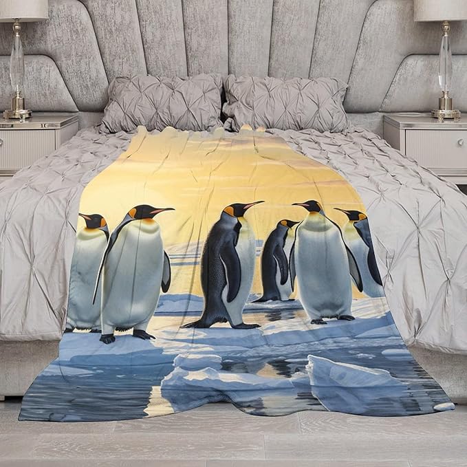Penguin Blanket Antarctic Penguins Gifts for Girls Boys Woman Kids Penguin Lover Throw Blankets Soft Blanket Warm Fleece Flannel Plush Blankets for Bed Sofa Couch 60"x80"