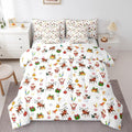 Feelyou Christmas Kids Bed Set Cute Snowman Santa Claus Bed in a Bag Boys Girls Cute Reindeer Comforter Set with Sheets Christmas Bells Cartoon Design Bedding Set Bedroom Collection Queen Size