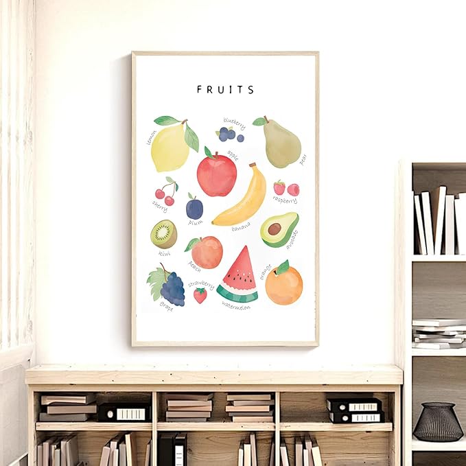OZCONO Vegetables and Fruits Educational Posters, Harvest Chart Kids, Classroom Decor, Rainbow Nursery Wall Art, Homeschool Education Guide (Unframed) (27x40)